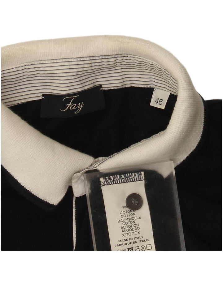 Polo Uomo Fay IT 46 Small Blu Navy Colourblock in cotone