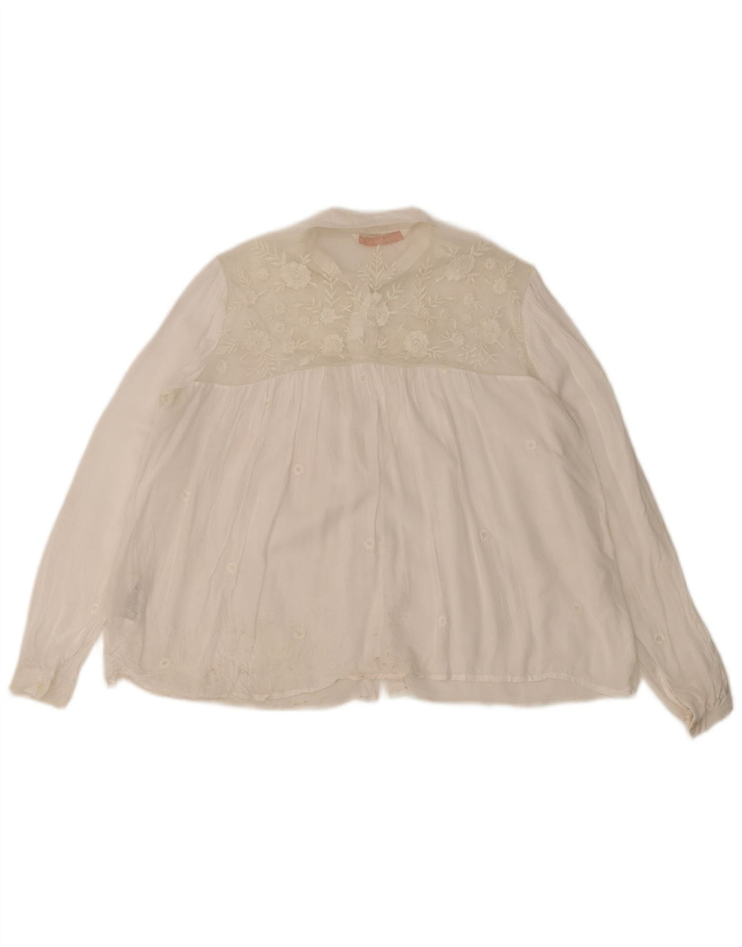 Camicetta Zara Trafaluc da donna UK 14 Poliestere floreale bianco medio