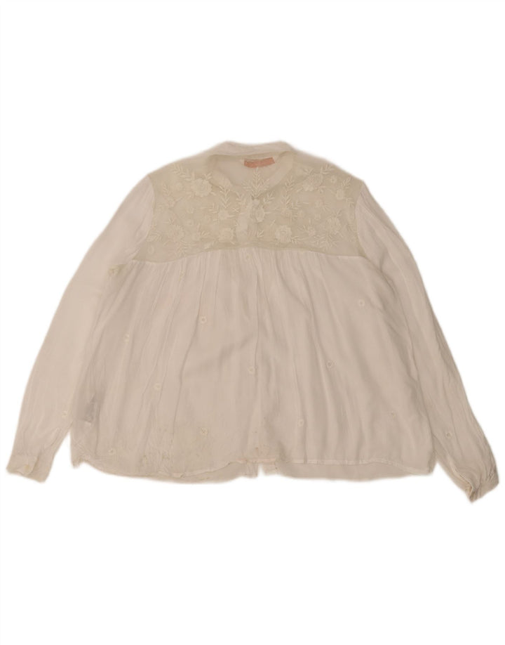 Camicetta Zara Trafaluc da donna UK 14 Poliestere floreale bianco medio