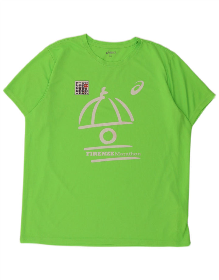 T-shirt grafica da uomo Asics Top XL verde poliestere
