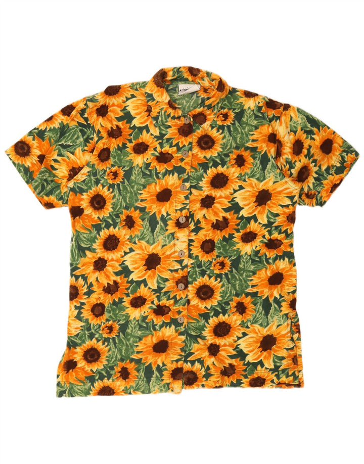 Camicia vintage da donna a maniche corte EU 38 medio multicolore floreale