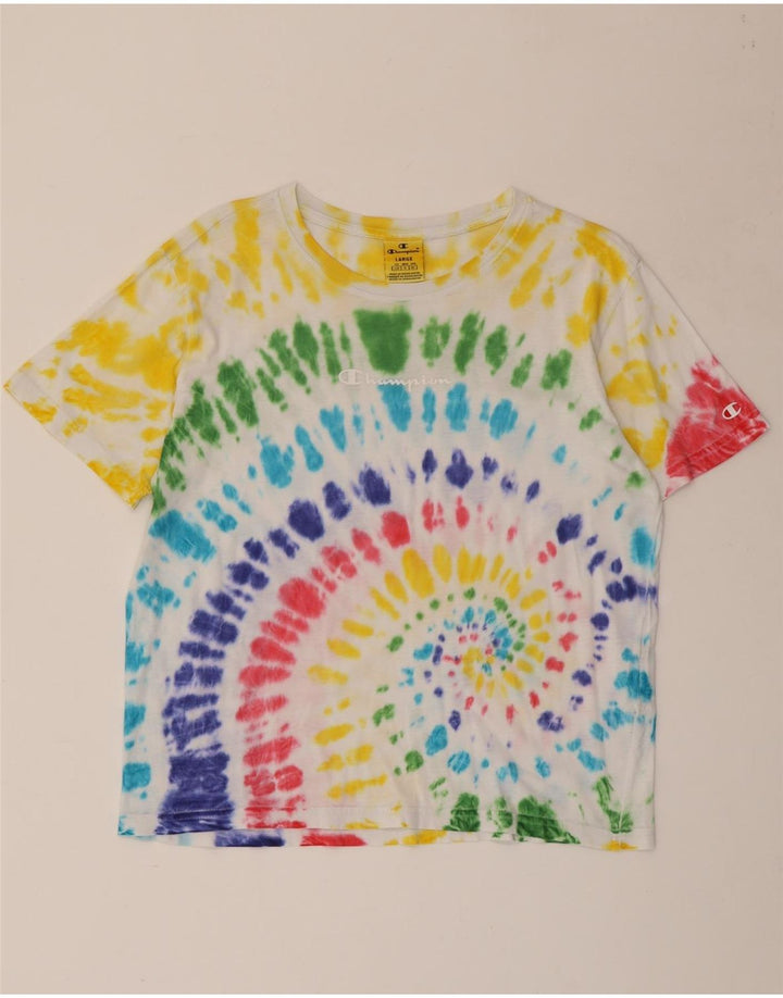 T-shirt da donna CHAMPION Top UK 16 grande cotone tie-dye multicolore