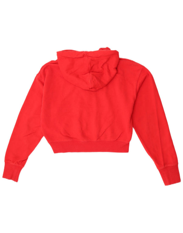 Maglione da donna con cappuccio grafico oversize corto Superdry UK 10 piccolo cotone rosso