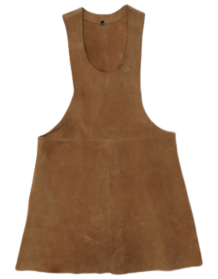 Abito scamiciato vintage da donna in pelle scamosciata EU 38 Marrone medio