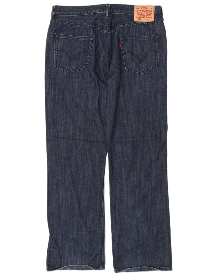 Levi's Mens 506 Straight Jeans W36 L32 Navy Blue Cotton