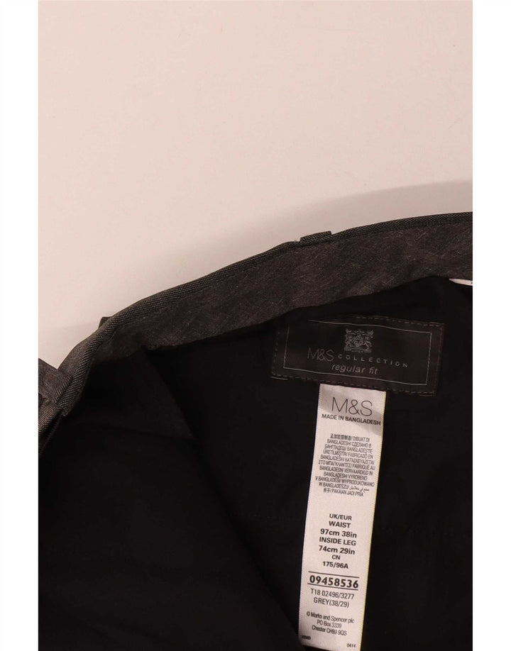 Pantaloni da abito dritti da uomo Marks & Spencer vestibilità regolare W38 L29 Grigi