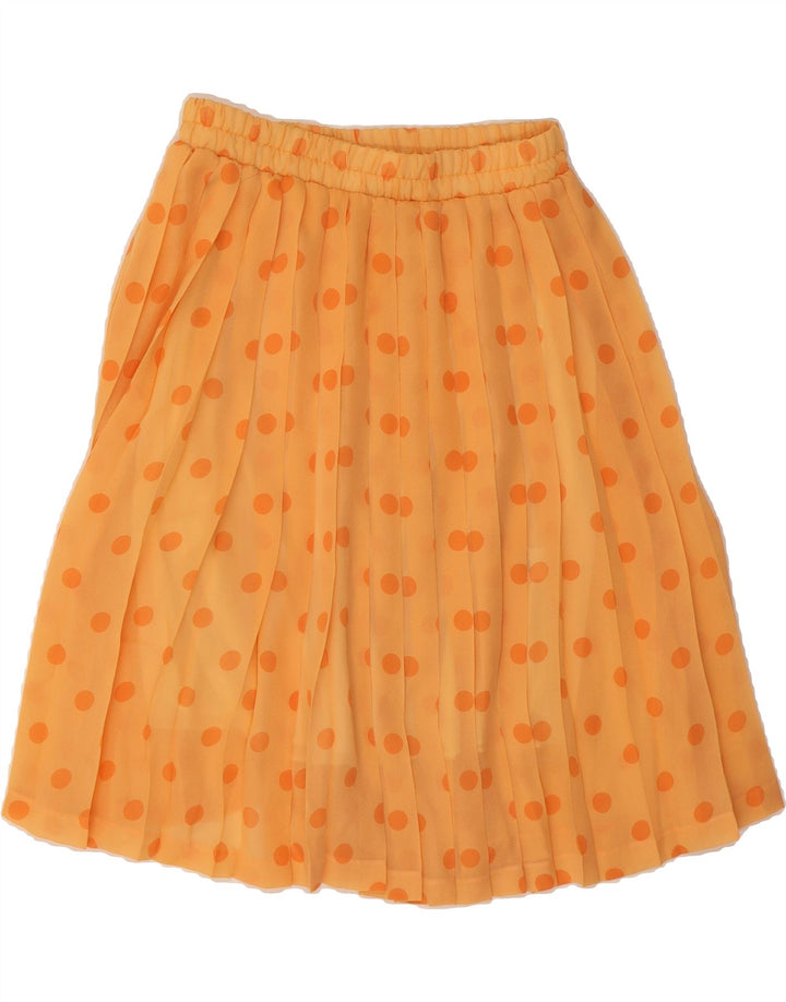 VINTAGE Womens Pleated Skirt Medium W28  Orange Polka Dot Viscose Vintage Vintage and Second-Hand Vintage from Messina Hembry 