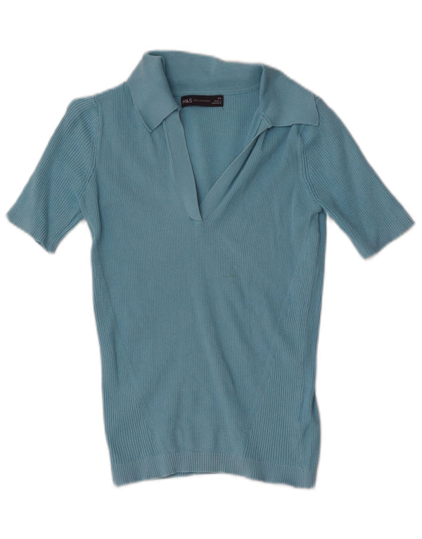 Polo da donna Marks & Spencer UK 4 XS blu cotone