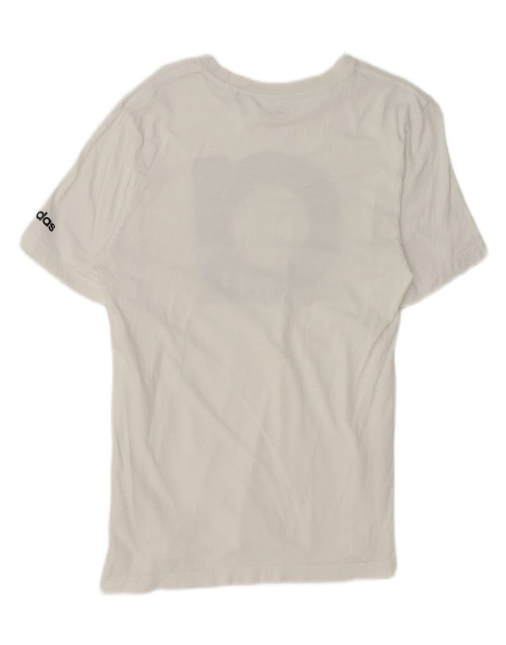 ADIDAS Mens Graphic T-Shirt Top Small White Cotton Vintage Adidas and Second-Hand Adidas from Messina Hembry 
