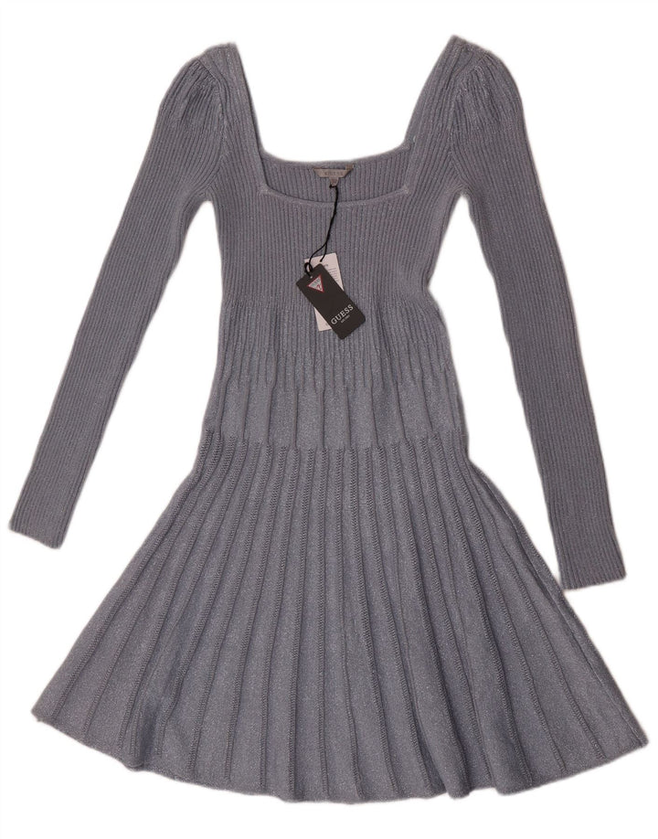 Abito maglione a maniche lunghe da donna Guess UK 12 Rayon grigio medio