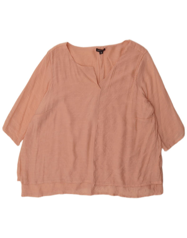 Marks & Spencer Top autografo da donna manica 3/4 UK 18 XL viscosa rosa