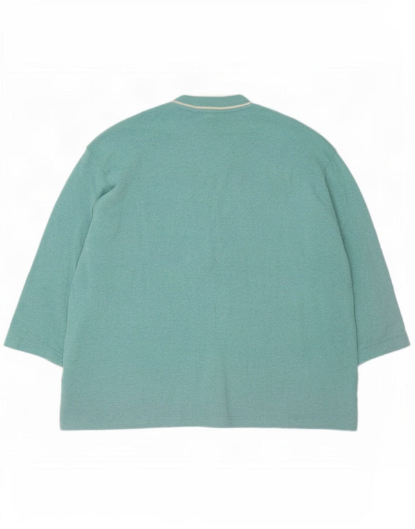 Maglione cardigan da donna vintage IT 56 4XL Acrilico a righe turchesi