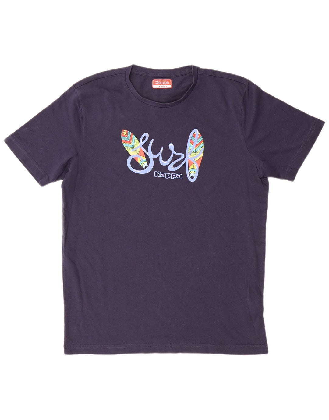 T-shirt grafica da uomo Kappa Top Large in cotone blu navy