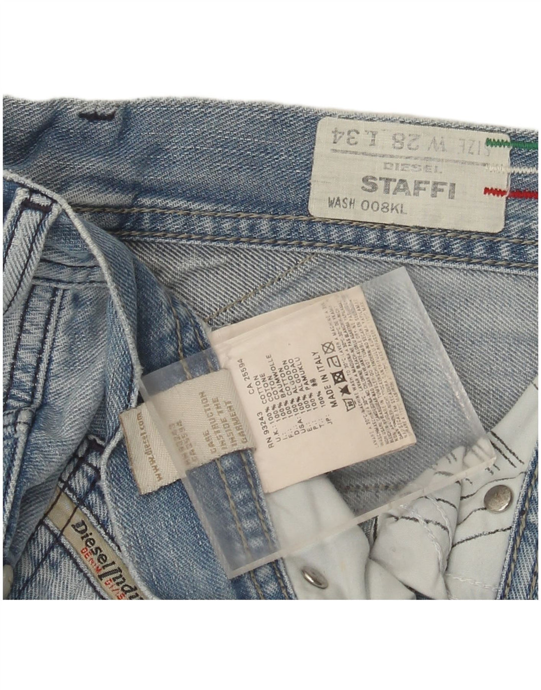 Jeans slim da donna Diesel Staffy effetto consumato W28 L31 cotone blu