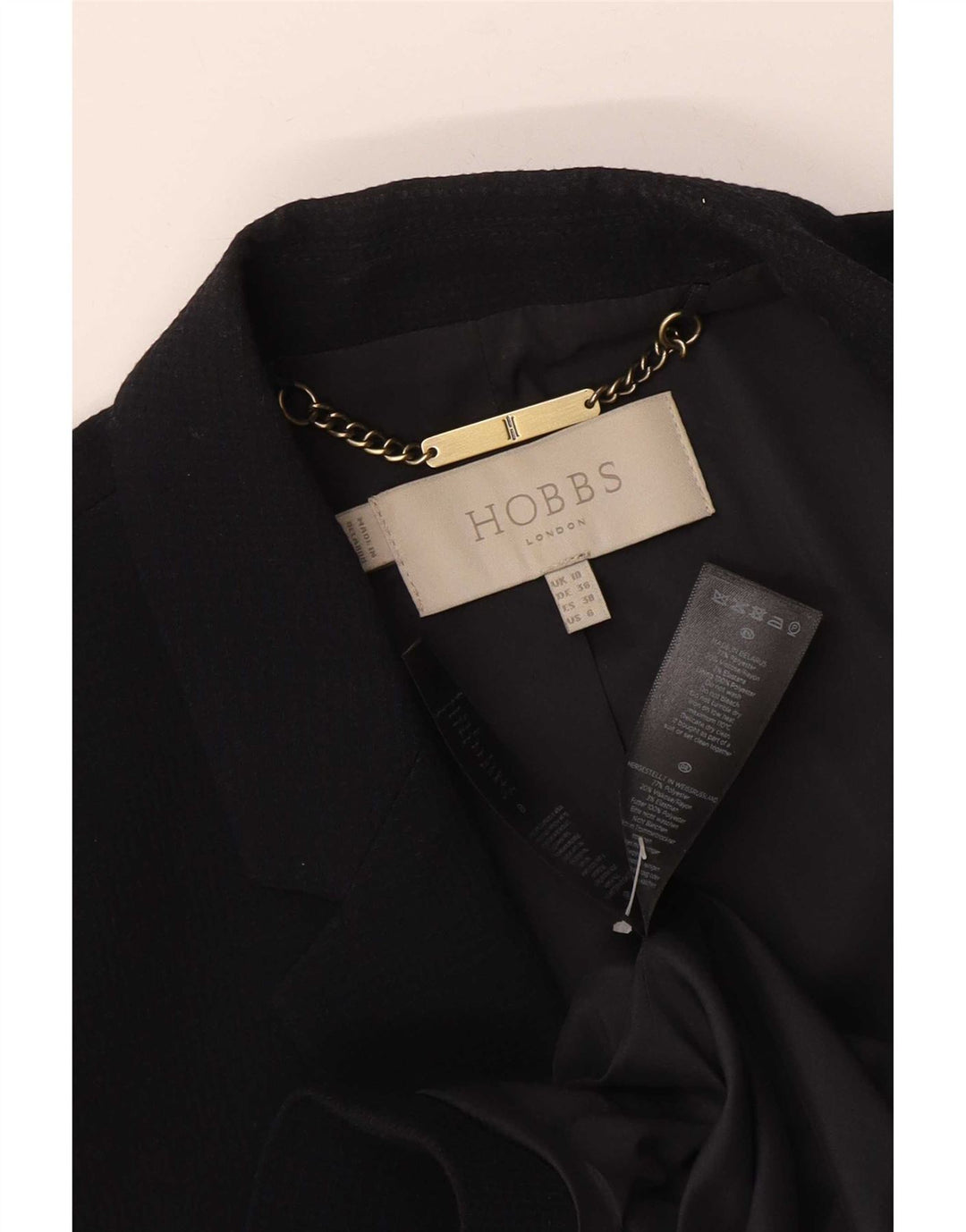 Hobbs Giacca blazer da donna a 1 bottone UK 10 Small Blu Navy Poliestere