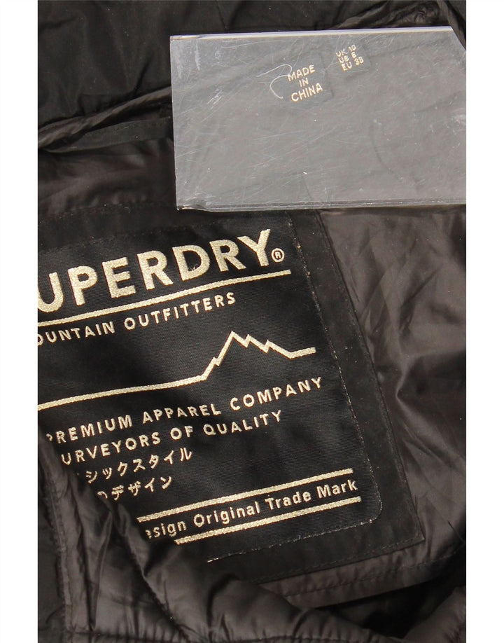 Cappotto imbottito con cappuccio da donna SUPERDRY UK 10 piccolo poliestere nero