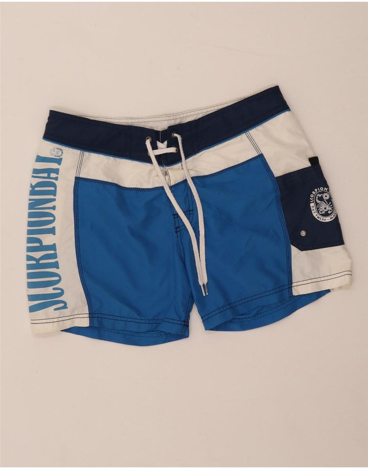 Pantaloncini da bagno grafici da uomo Scorpion Bay, grandi, in poliestere color block blu