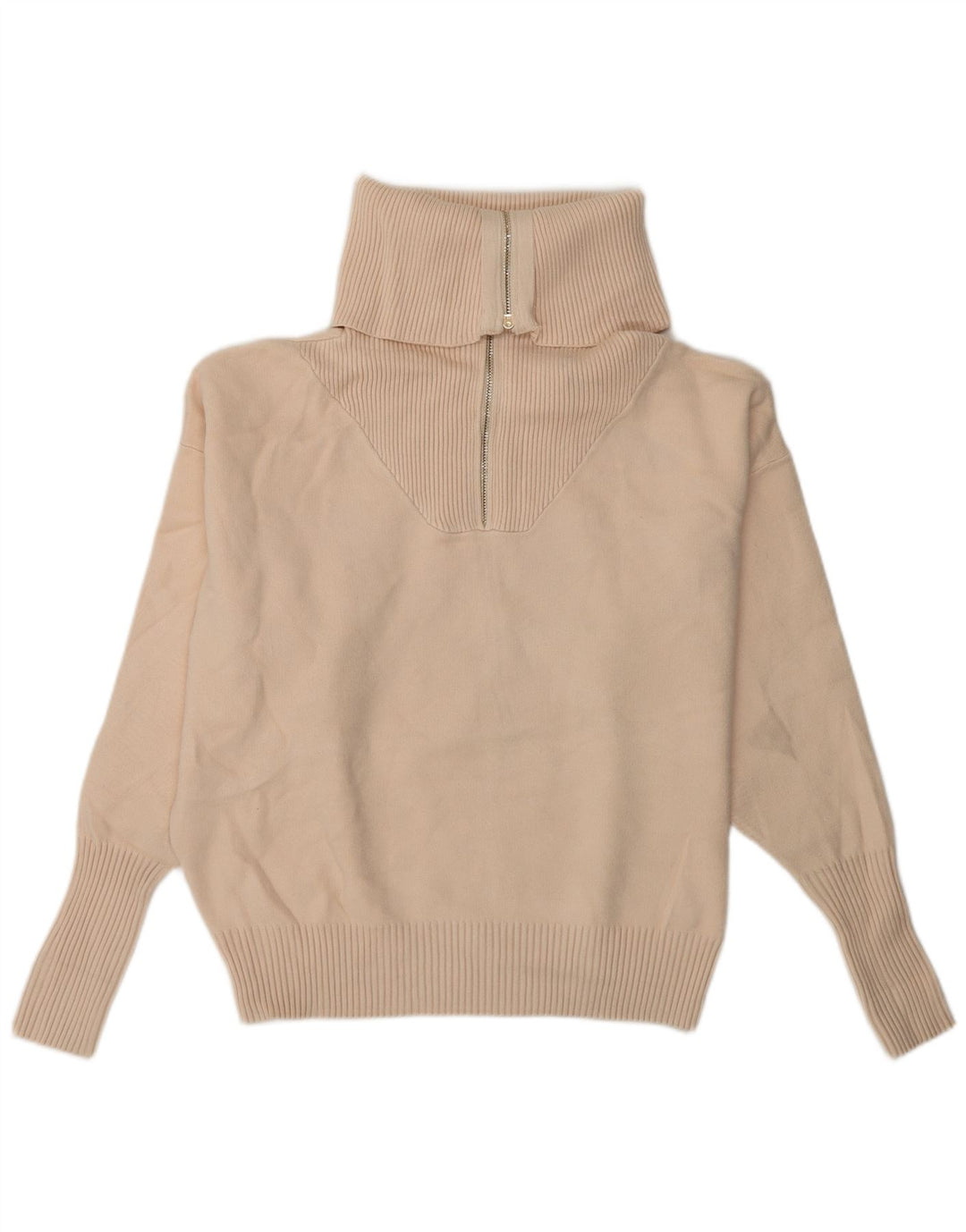 Maglione ZARA da donna oversize con collo e zip UK 14 Beige medio