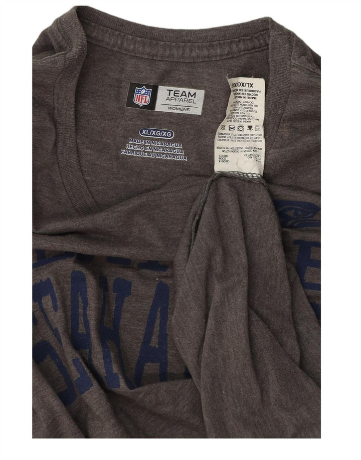 NFL TEAM APPAREL Womens Graphic Top Long Sleeve UK 18 XL Grey
