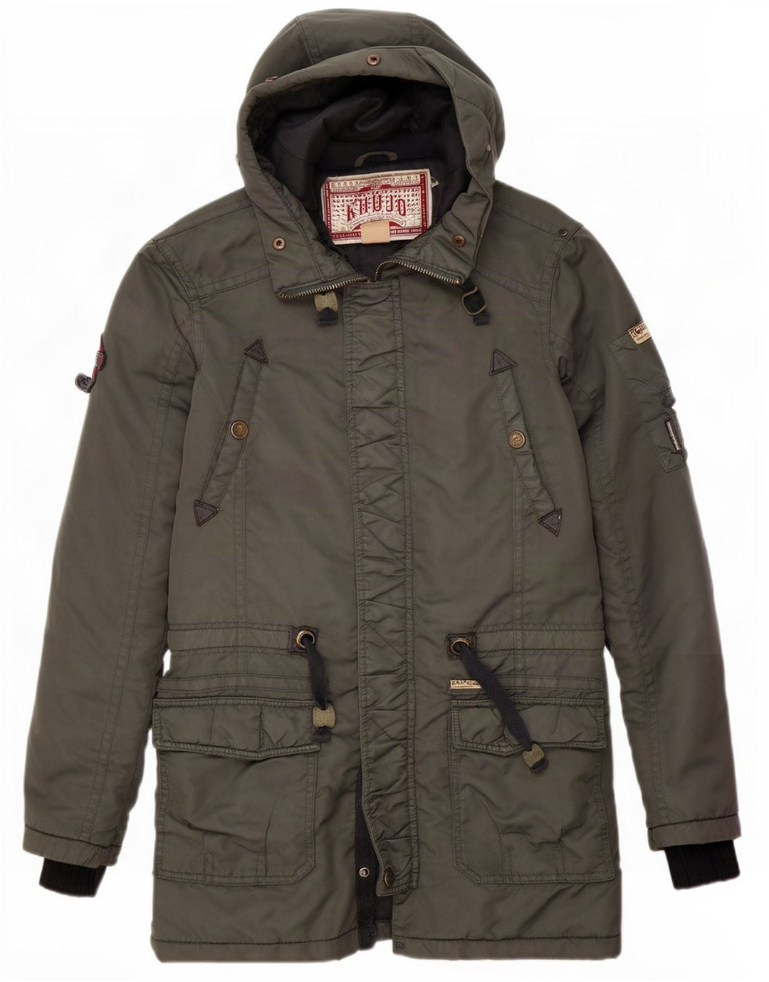 Giacca parka da uomo con cappuccio KHUJO UK 36 Small Verde Poliestere