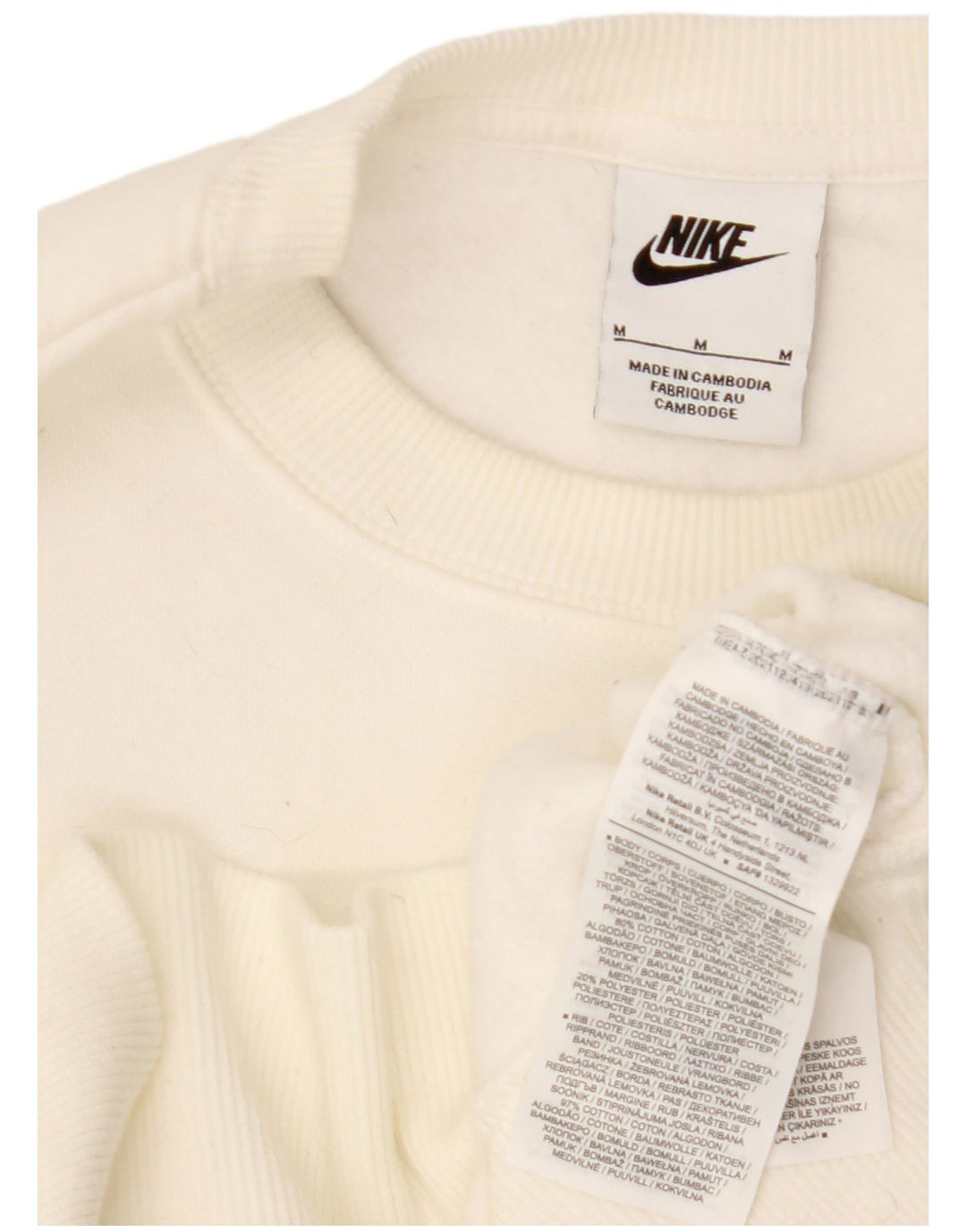 NIKE Felpa corta oversize da donna, maglione UK 14, cotone bianco medio