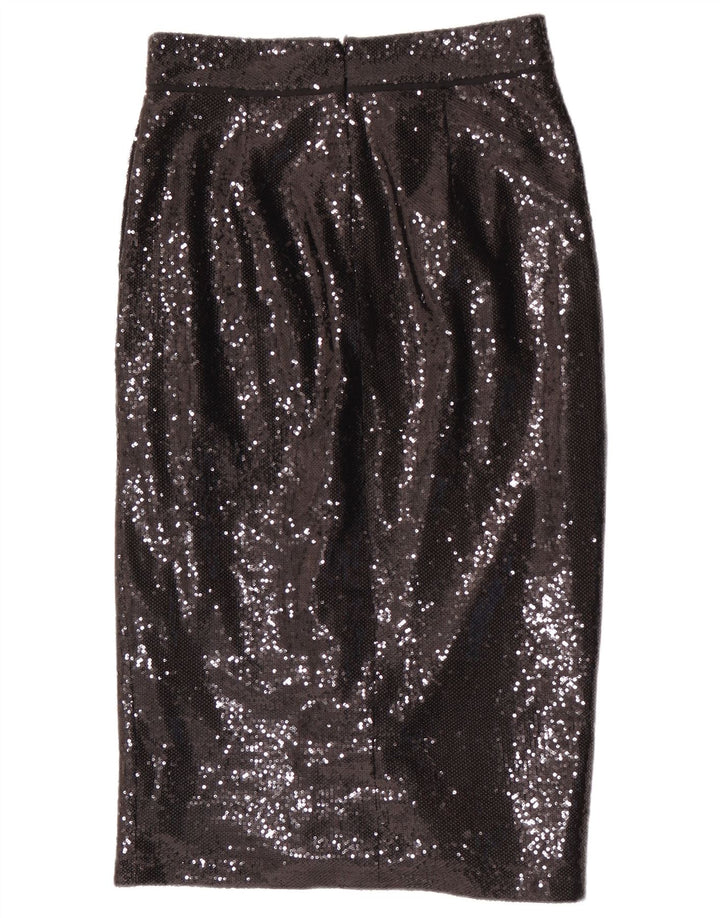 Gonna a tubino con paillettes da donna Reiss UK 12 media W30 poliestere nero