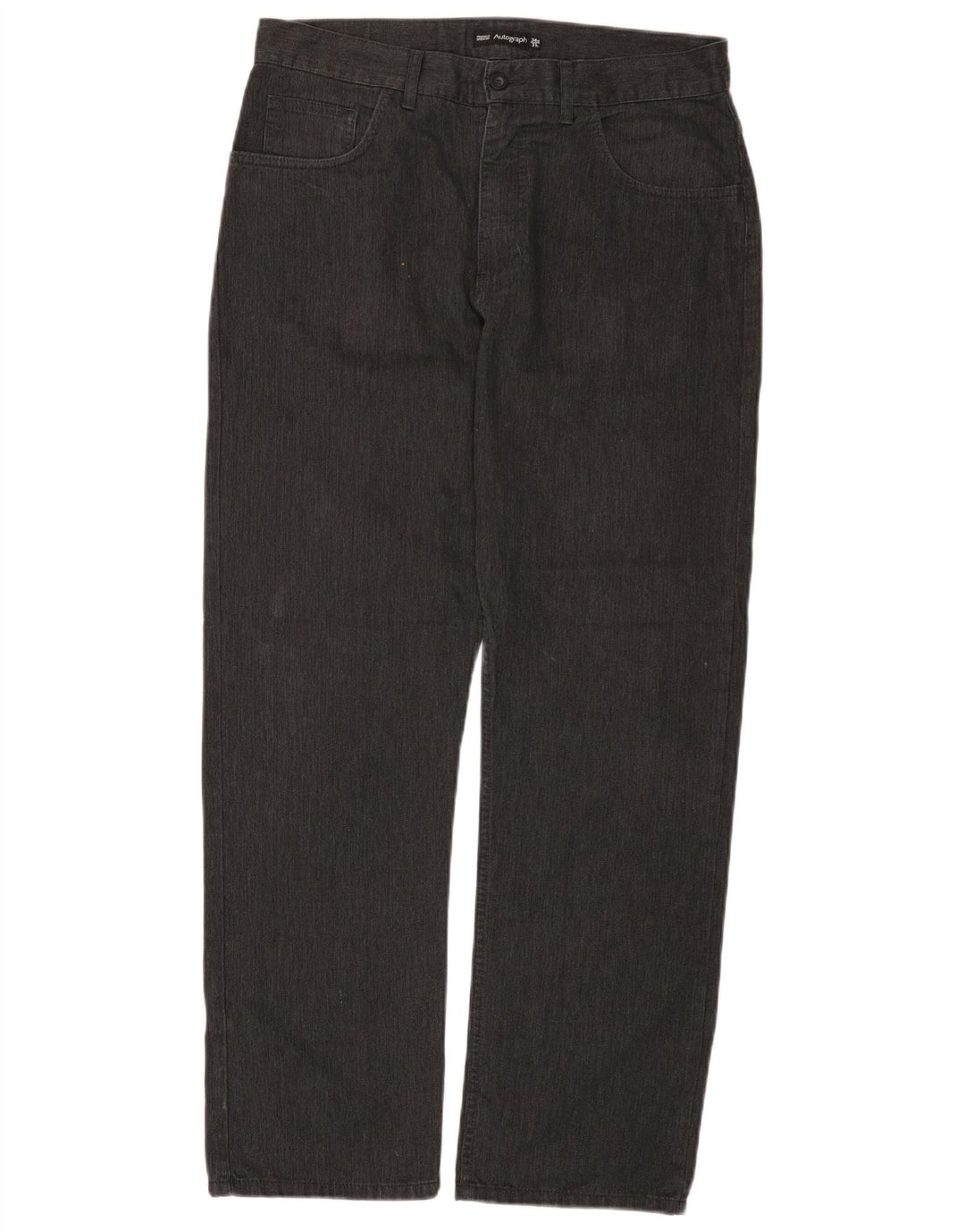 Pantaloni casual dritti da uomo Marks & Spencer W34 L31 grigio a spina di pesce