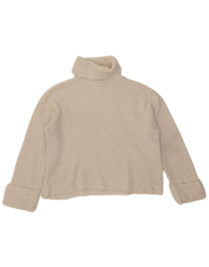 Maglione corto da donna Marks & Spencer con collo alto UK 14 bianco medio