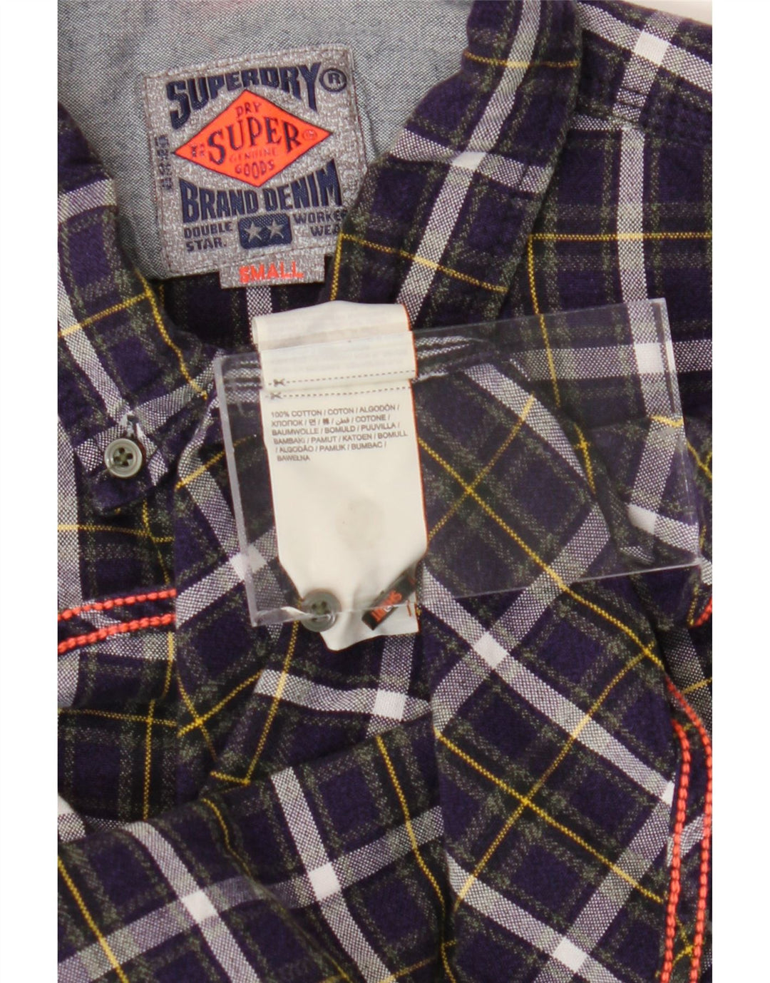 Camicia da uomo in flanella SUPERDRY piccolo cotone a quadri viola