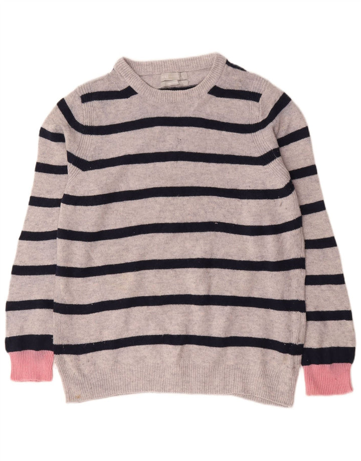 Maglione maglione girocollo da donna Marks & Spencer UK 16 grandi righe grigie