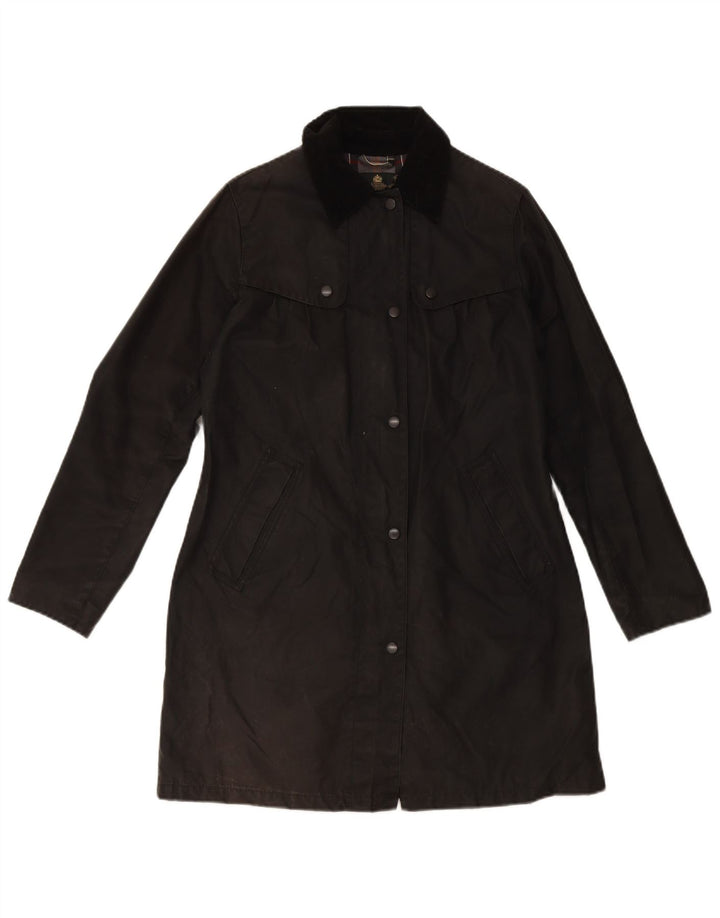 BARBOUR Soprabito oversize in cotone cerato da donna UK 10 piccolo cotone nero