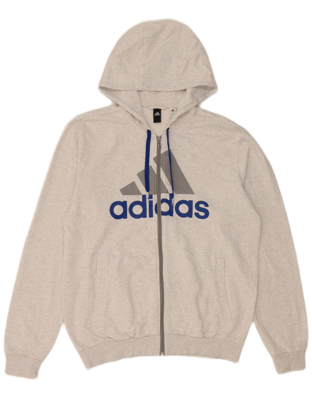 Maglione con cappuccio e zip grafica da uomo Adidas medio sporco bianco screziato