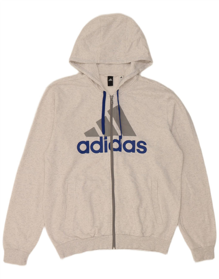 Maglione con cappuccio e zip grafica da uomo Adidas medio sporco bianco screziato
