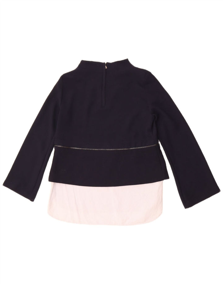 Top tunica a maniche lunghe da donna Zara UK 12 blocco colore blu navy medio