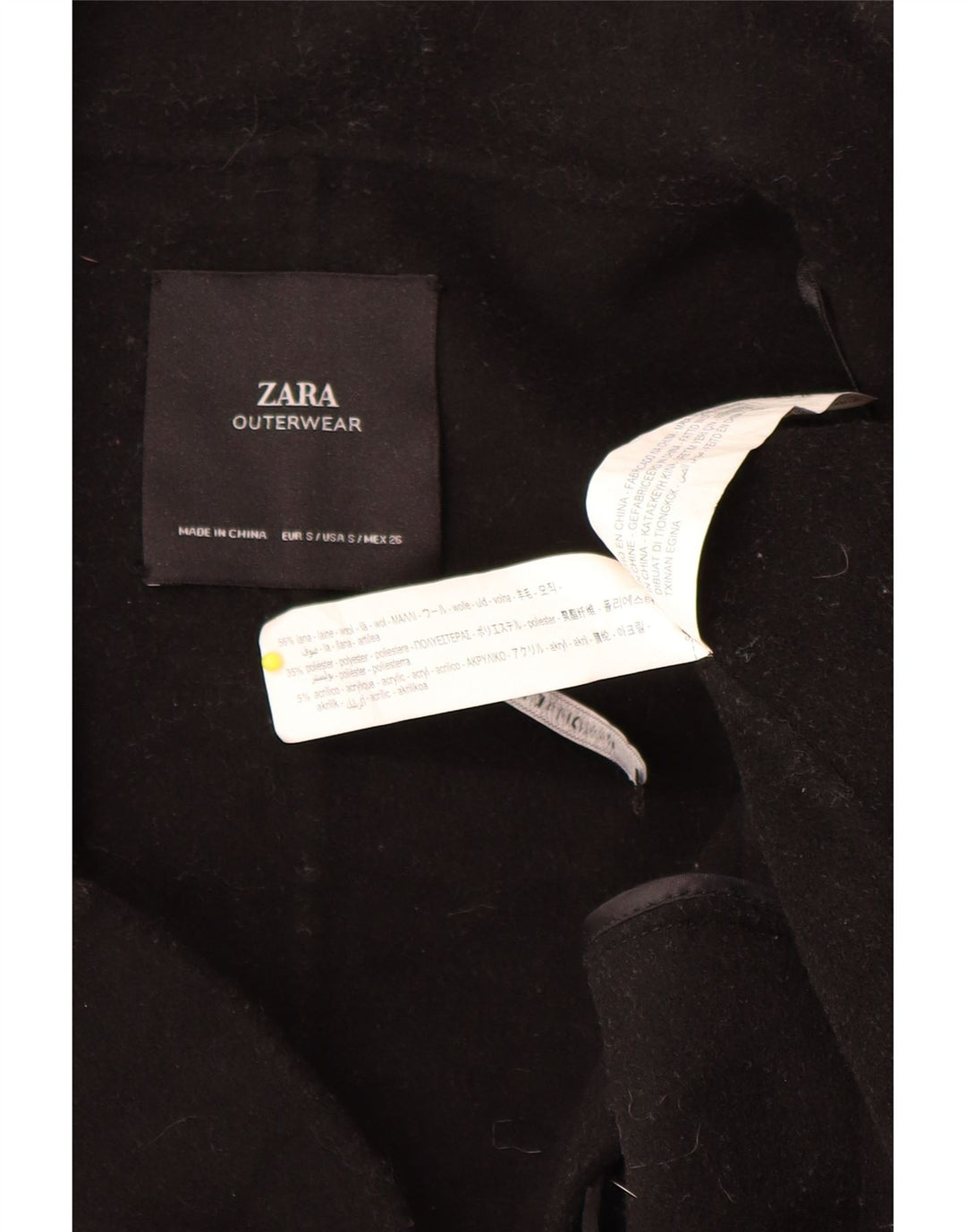 Cappotto doppiopetto oversize da donna Zara UK 10 piccolo in lana nera
