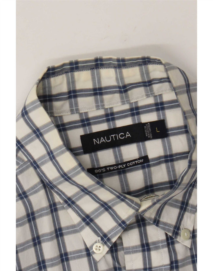 Camicia da uomo Nautica in cotone a quadri bianchi grandi