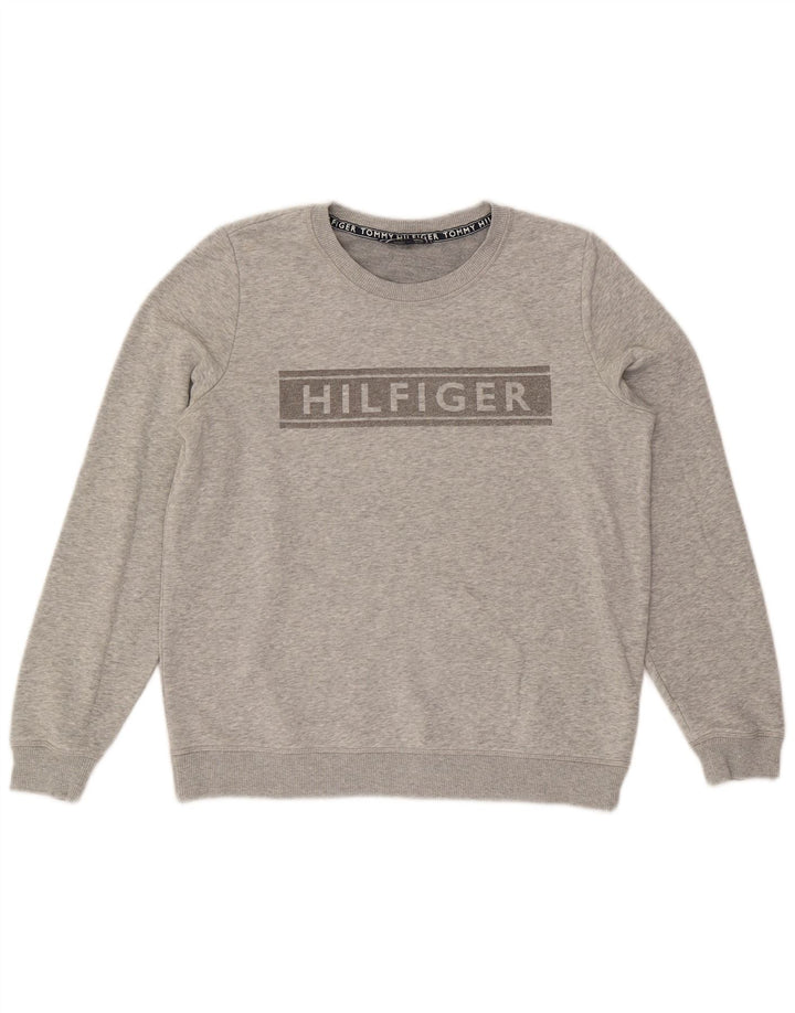 Felpa grafica da donna Tommy Hilfiger Maglione UK 16 Large Grigio