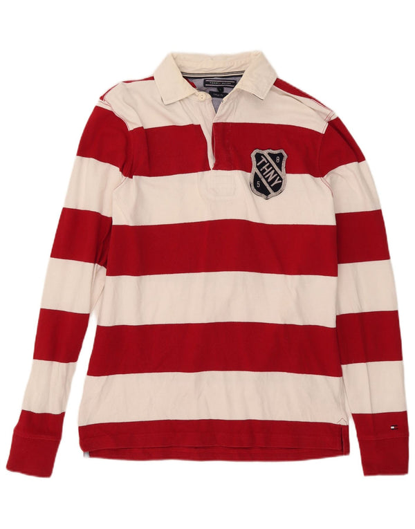 Polo da rugby da uomo vintage fit Tommy Hilfiger piccola a righe rosse