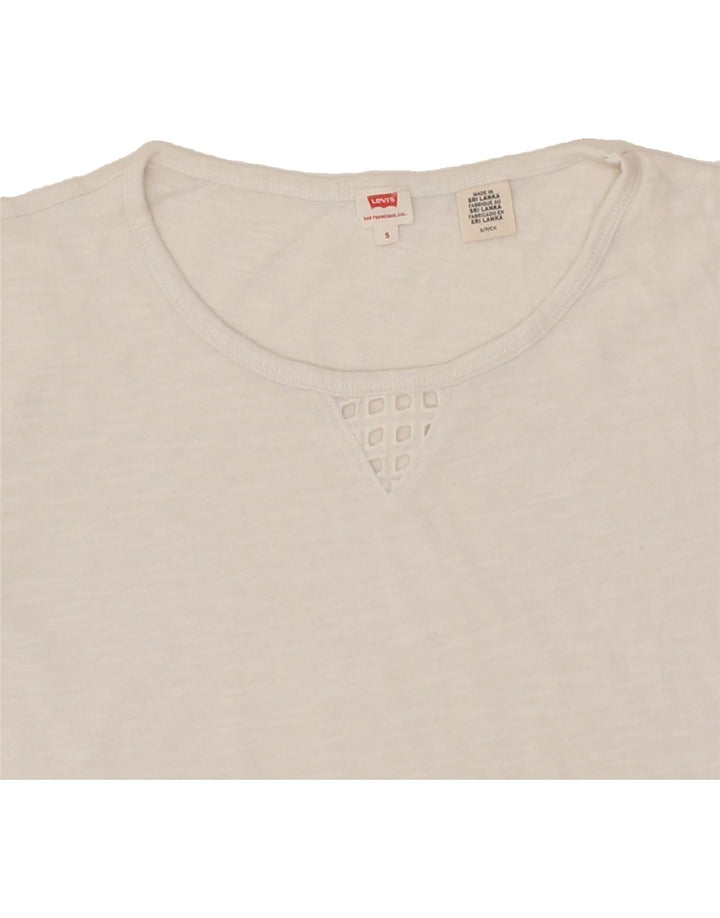 LEVI'S Womens T-Shirt Top UK 10 Small White Cotton Vintage Levi's and Second-Hand Levi's from Messina Hembry 