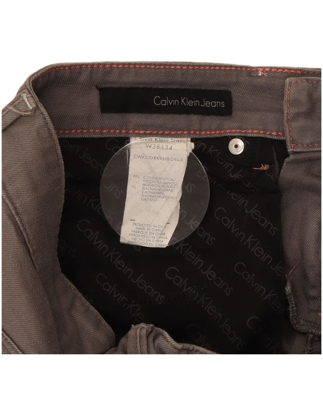 Jeans slim da donna Calvin Klein W28 L34 cotone grigio