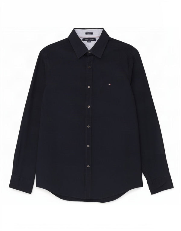 Camicia da uomo Tommy Hilfiger grande in cotone blu navy