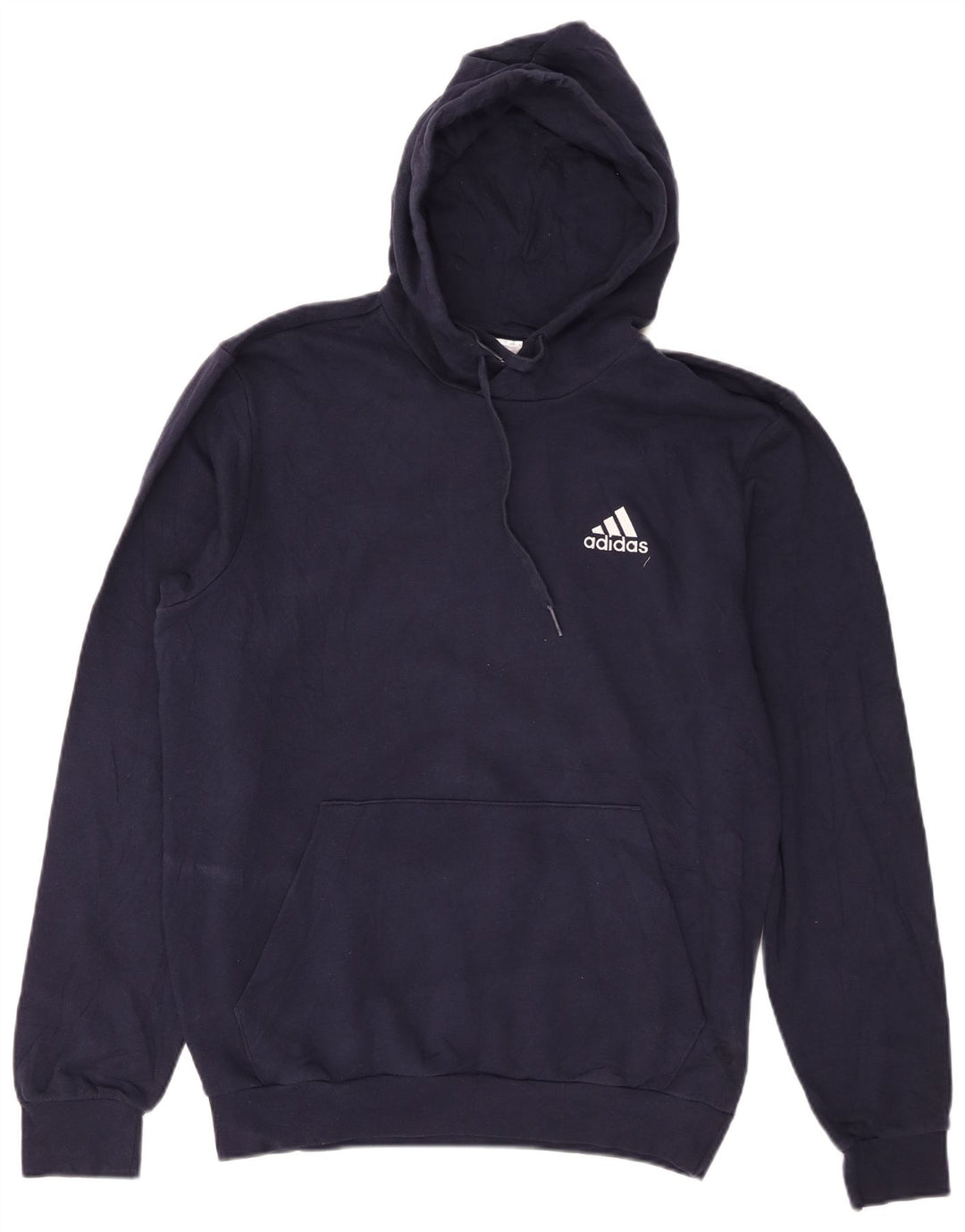 Felpa con cappuccio da uomo Adidas media in cotone blu navy