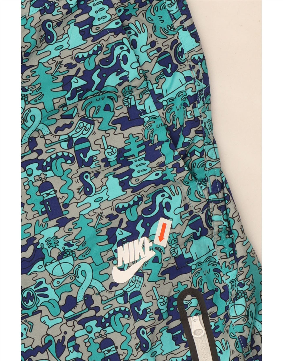 Pantaloncini cargo grafici da uomo Nike W34 Large turchese color block in poliestere