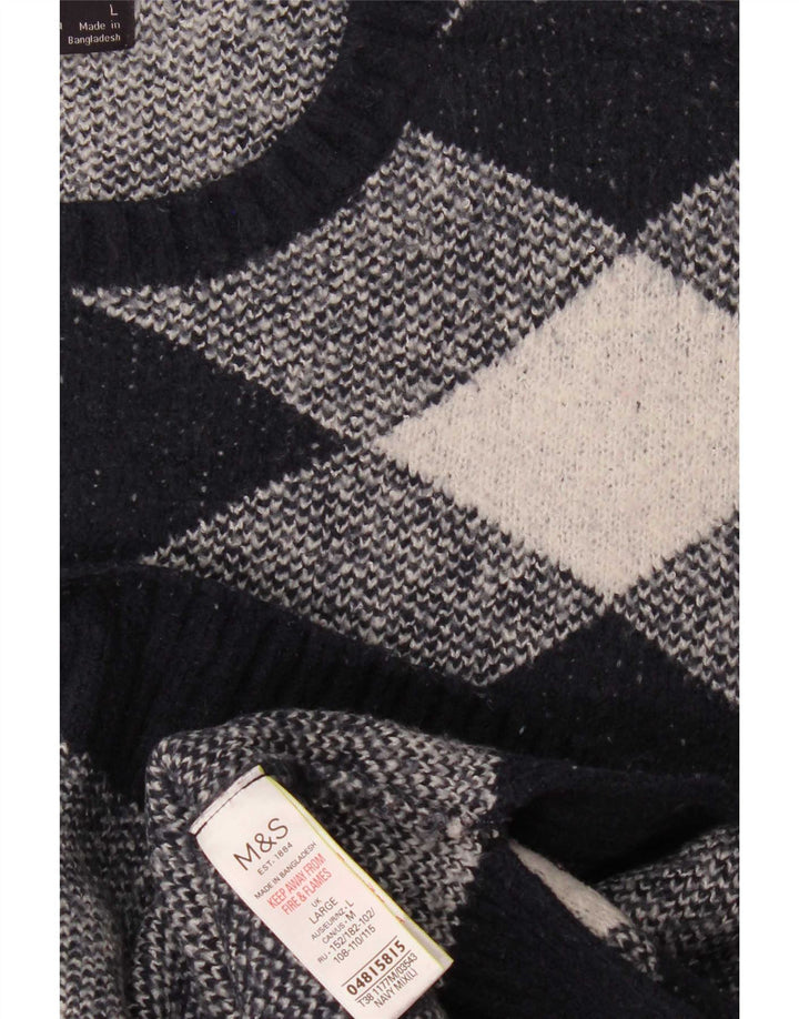 Maglione maglione girocollo da donna Marks & Spencer UK 16 grande blu navy