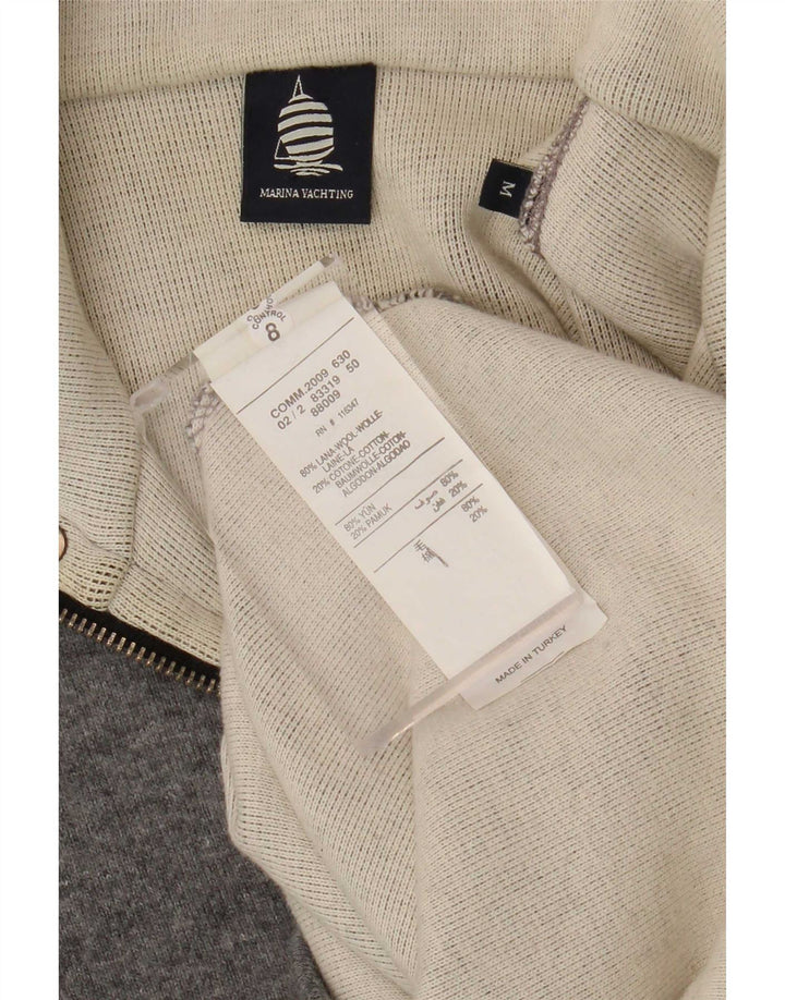 Marina Yachting Maglione da uomo con collo con bottoni grafici Grigio medio chiazzato