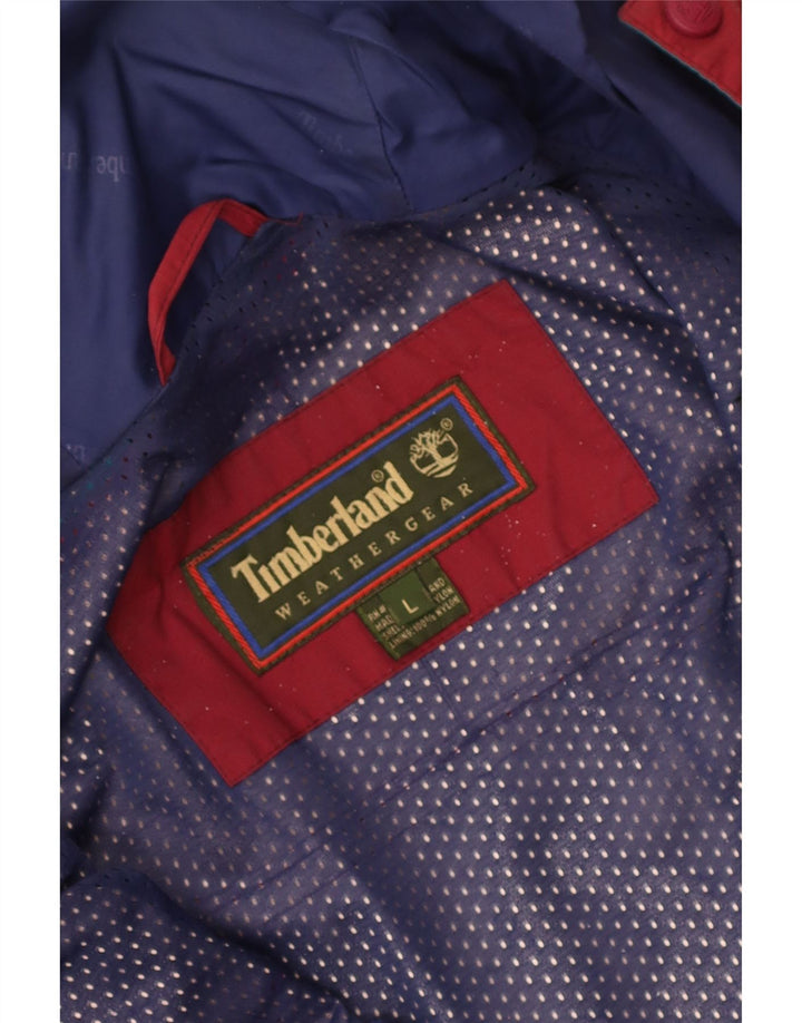 Giacca a vento con cappuccio da uomo Timberland UK 40 Large Red Nylon