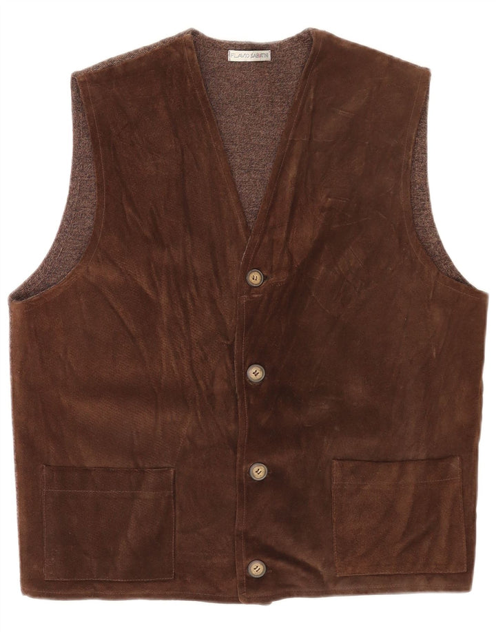 Gilet Uomo Flavio Castellani IT 50 Marrone Medio Lana Vergine