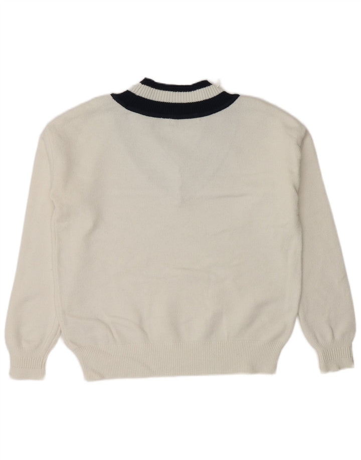 Maglione maglione con scollo a V da donna Marks & Spencer UK 10 Small White Colourblock