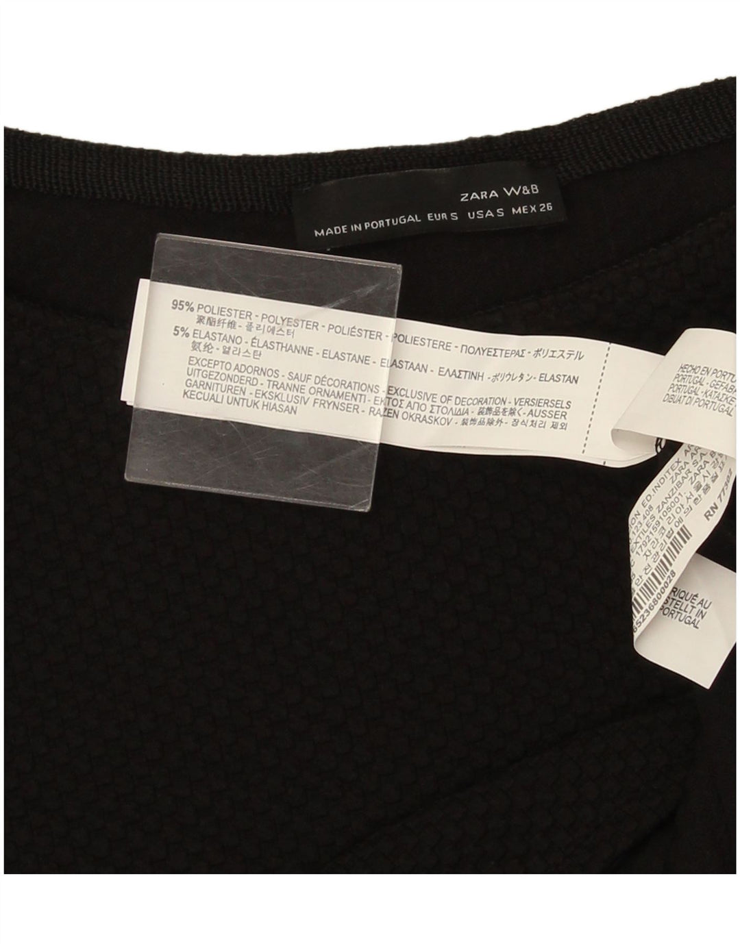 Top Zara da donna manica 3/4 UK 10 piccolo poliestere nero