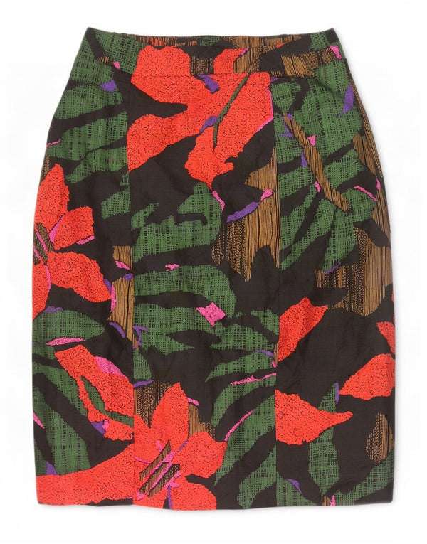 Gonna dritta da donna vintage W24 XS floreale multicolore